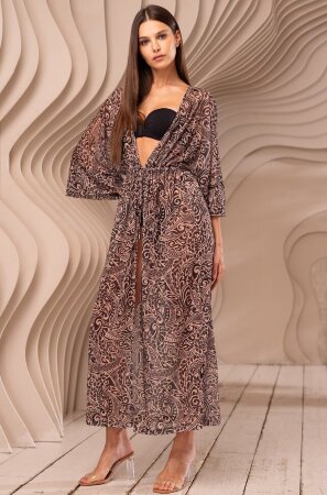 Длинный халат из микросетки Mia-Amore Beverly 2399