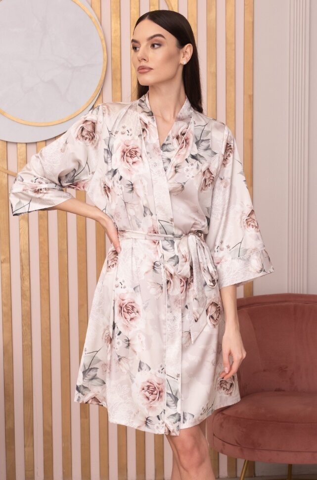 Короткий шелковый халат Mia-Amore Clariss 4163
