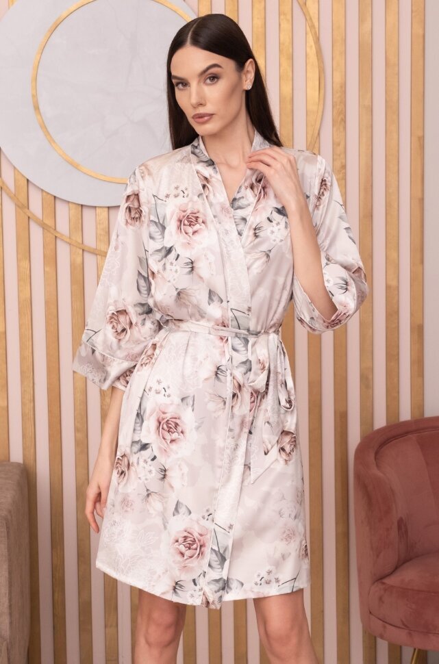 Короткий шелковый халат Mia-Amore Clariss 4163