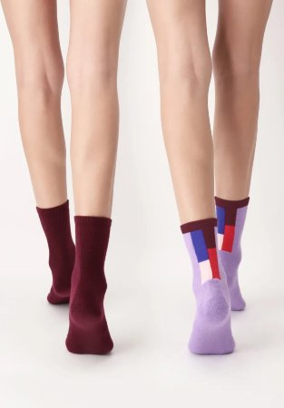 Носки хлопок 2 пары  Oroblu Twins Combine Colors Bootie Sock