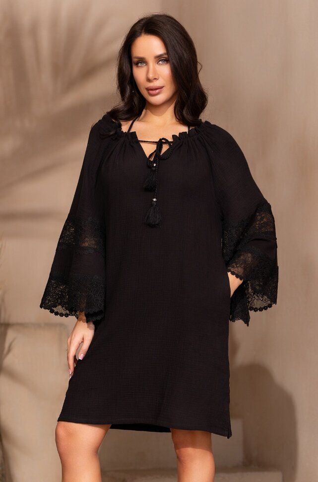 Mia-Amore Larnaca 5753 однотонная черная туника