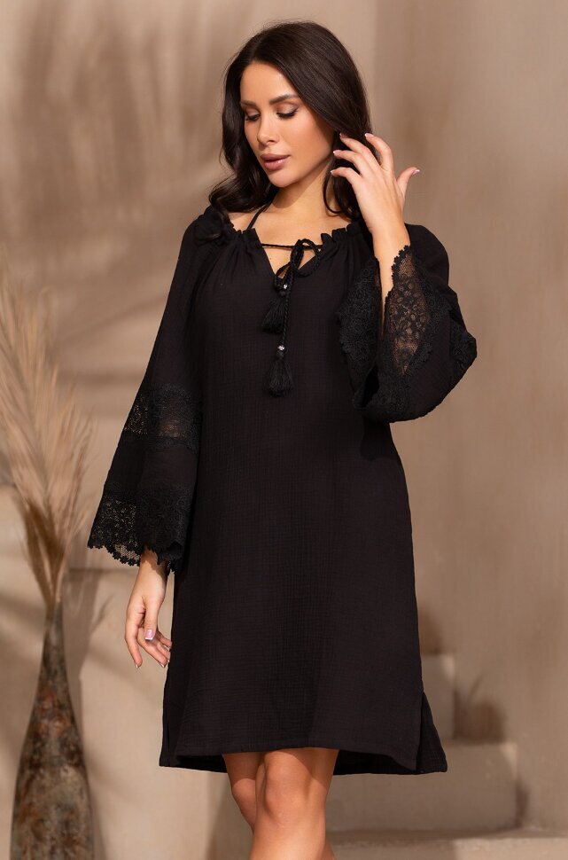 Mia-Amore Larnaca 5753 однотонная черная туника