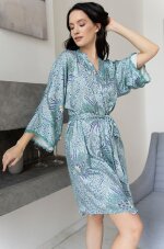 Короткий халат на поясе из вискозы и шелка Mia-Amore Melissa 1863